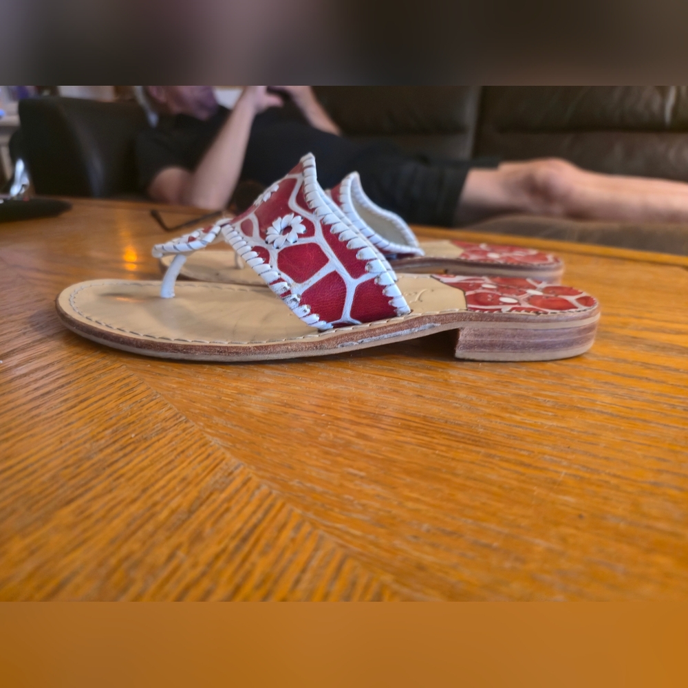 JACK ROGERS RARE GIRAFFE RED SANDALS - Picture 4 of 6